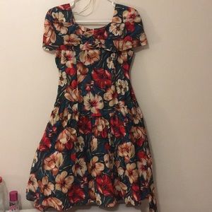 Multi colored short sleeved sangria dress.